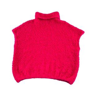 CH New Collection Made In Italy Hot Pink Turtleneck Sleeveless Sweater Small